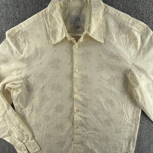 Armani Exchange Women Long Sleeve Button Up Shirt Floral Large Ivory Point